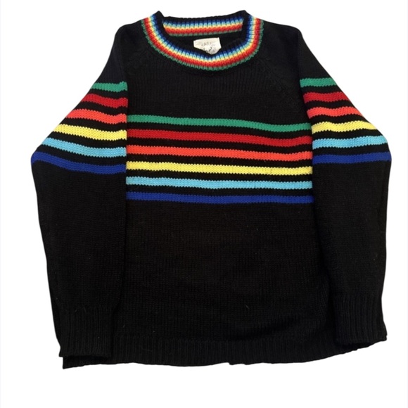 Fantastic Fawn Sweater With Rainbow Stripes size M‎ Multicolor